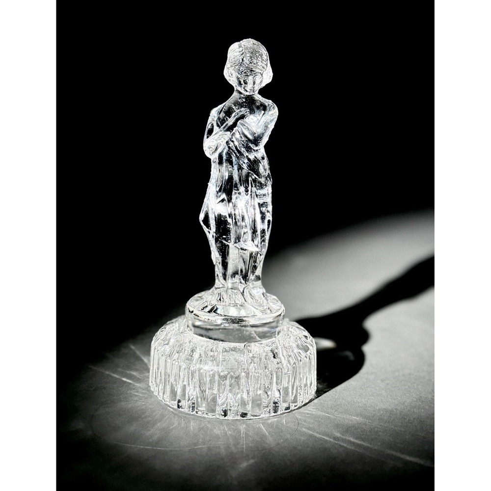 Vintage Cambridge Art Deco Glass Bashful Charlotte Flower Frog Clear